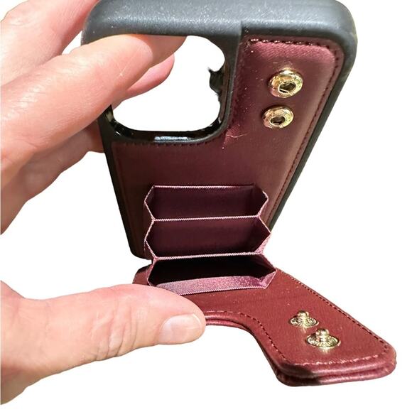 Libra Iphone 14 Pro Max Burgundy Wallet Phone Cover with Ring - Picture 5 of 7